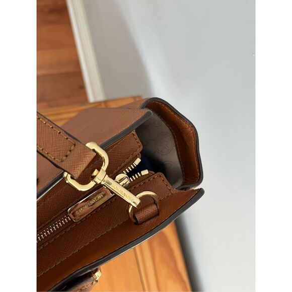 Michael Kors Large Saffiano Leather Selma Satchel Handbag Luggage Brown - Picture 7 of 16